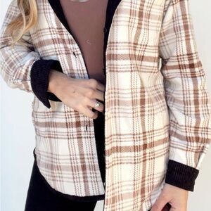 Reversible Cream and Black Teddy Jacket with Oversized Fit